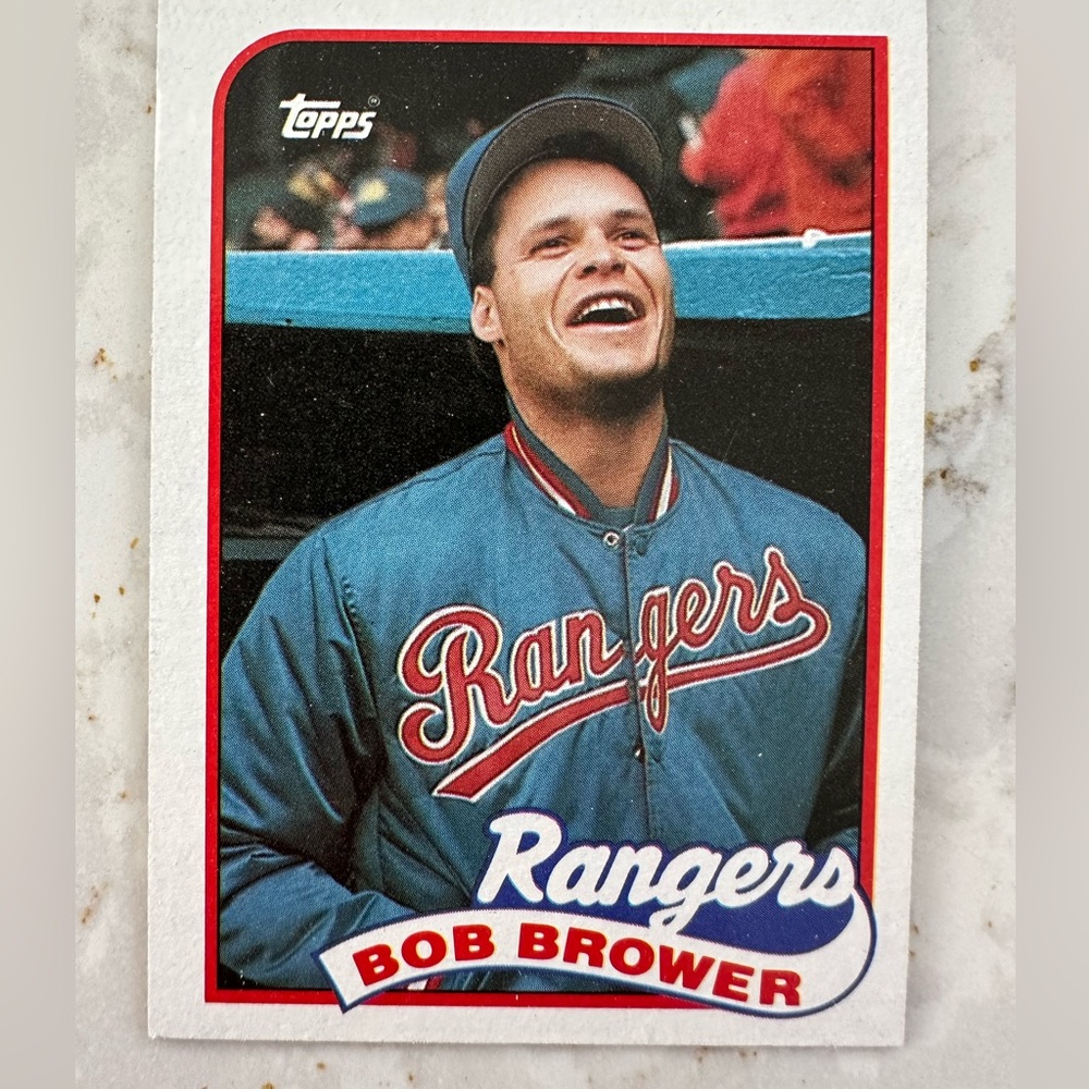 topps 1989 bob brower rangers baseball card